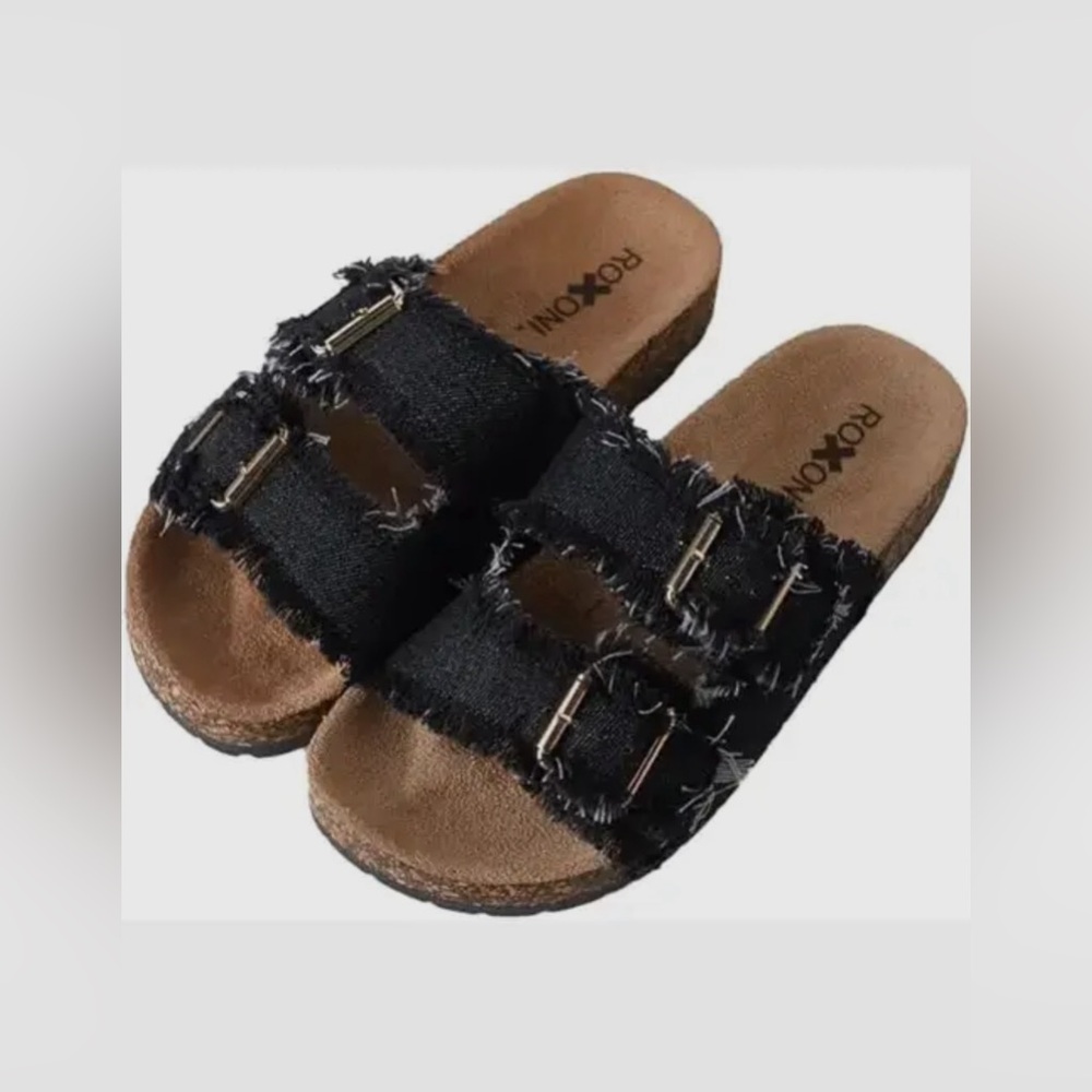 Black Double Buckle Adjustable Straps Sandals